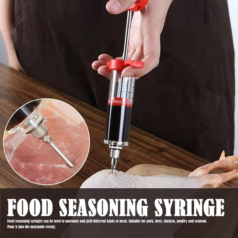 Premium Meat Marinade Injector with Stainless Steel Needle. Perfect for BBQ, Steak, Chicken & More (30ml).